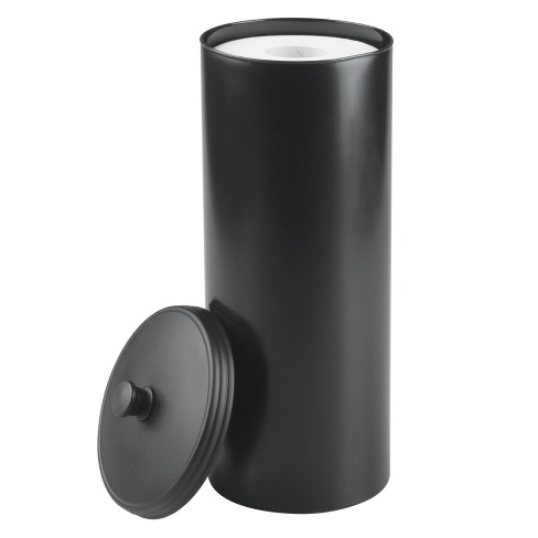 mDesign Kent Plastic 3-Roll Toilet Paper Storage Organizer Canister with  Cover - Black