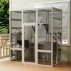 Akoasm 62.6 in. W Large Outdoor Wooden Cat House with 5 Platforms and 2 Resting Boxes-Gray - 2 of 4