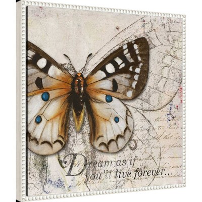 22"x22" Living your Dreams I Butterfly by Patricia Pinto Framed Canvas Wall Art Print White - Amanti Art: Modern Style, Polystyrene Frame
