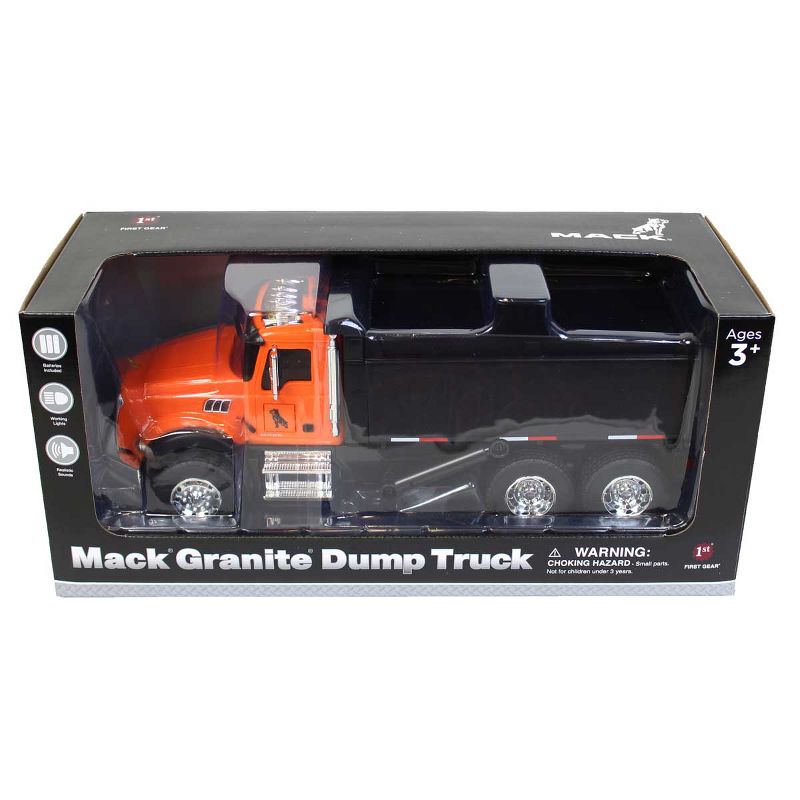 First Gear Inc 1/24 Durable Orange Plastic Mack Granite Dump Truck With Lights And Sounds, 2 of 3