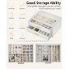 Leather Jewelry Box with Clear Lid, 2-Drawer Storage Organizer Case for Necklaces, Rings, Earrings, Bracelets - 3 of 4
