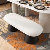 Modern Oval Upholstered Dining Bench,Fabric Bedroom End of Bed Bench,Console Bench with Iron Legs for Entryway Or Dining Room-Coolbibila - 2 of 4