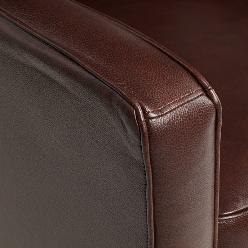 Elm Lane Livorno Chocolate Genuine Leather Recliner Chair Modern Armchair Comfortable Push Manual Reclining Footrest Tufted for Bedroom Living Room, 4 of 10