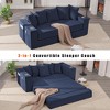 QingMoon Pull Out Loveseat Sofa, Foldable Floor Couch Bed, Corduroy Boneless Sofa with 5 Pillows, Side Pocket, Cup Holders for Living Room, Bedroom - 3 of 4