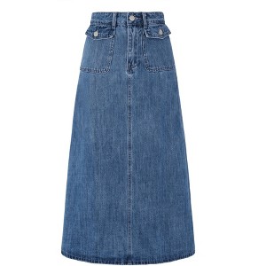 Allegra K Women's Casual High Waist A Line Jean Skirt - 1 of 4