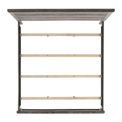 Rustic Gray King Wood Panel Bed with Headboard and Slats