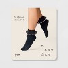 Women's Pearl Trim Ruffle Opaque Anklet Socks - A New Day™ Black/White One Size - 2 of 2
