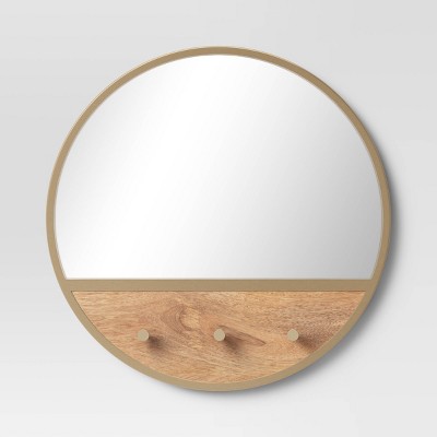 Round Wall Mirror with Hooks - Threshold™