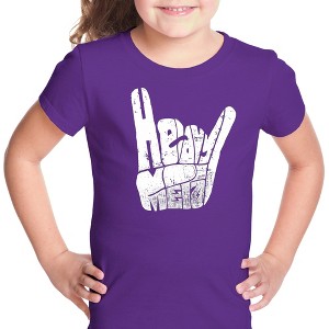 LA Pop Art Girl's Word Art T-shirt - Heavy Metal - 1 of 4