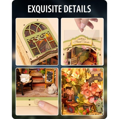 Детские куклы Etokfoks DIY Book Nook Kit Floral Corner 3D Puzzle for Adults 1 Kit Miniature Bookshelf Insert with Intricate Floral Design Decor — фото 6