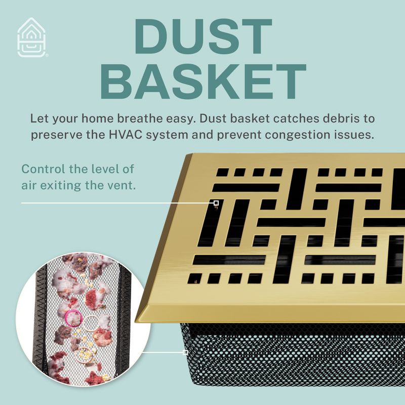 Home Intuition Basketweave Decorative Floor Register Vent with Mesh Cover Trap, 5 of 8