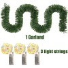 393.3 Inch Christmas Garland w/ 3 Warm Light Strings Artificial Pine Needles Garland Faux Pine Greenery Stems Twist Wired Tree Branches Wreath Tie - 3 of 4