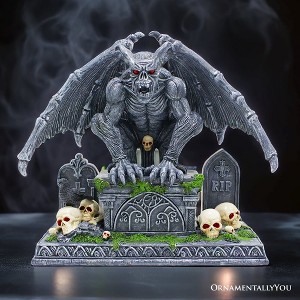 Grave Guardian Gargoyle Figurine, 7" Gothic Halloween Garden Statue| OrnamentallyYou - 1 of 4