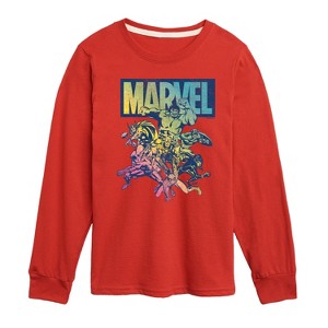 Boys' - Marvel - Avengers Group Rainbow Long Sleeve Graphic T-Shirt - 1 of 3