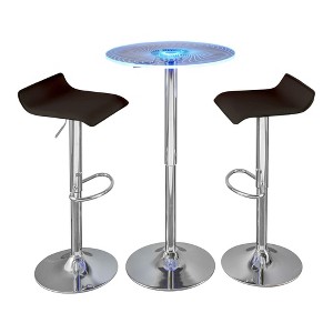 3-Piece Bar Height Dining Set with Adjustable Table and 2 Upholstered Stools - 1 of 4