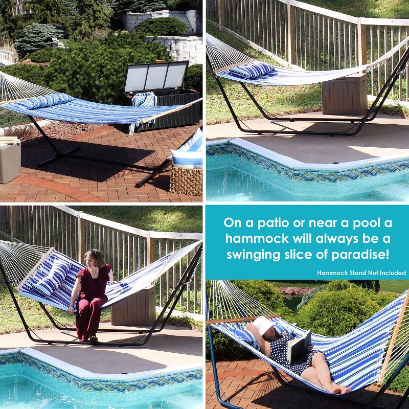 Sunnydaze Two-Person Quilted Fabric Hammock with Spreader Bars - 450 lb Weight Capacity, 6 of 23