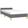 vidaXL Modern Twin Bed Frame with Headboard - Dark Gray Fabric Upholstery - 2 of 4