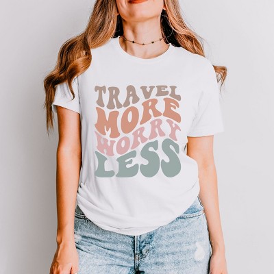 Simply Sage Market Travel More Worry Less Short Sleeve Tee - XL - White