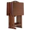 5pc Alex Snack Table Set Walnut Brown - Winsome: Solid Wood, Foldable, Storage Stand Included - 2 of 4