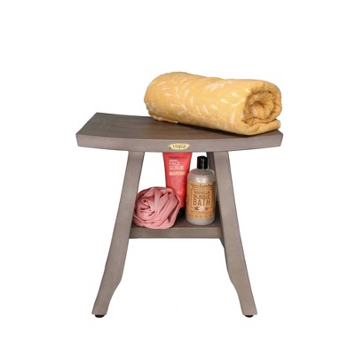 CoastalVogue 18" Satori GR167 Wide Teak Shower Bench with Shelf