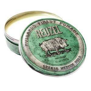 Reuzel Grease Medium Hold (GREEN) Pomade (12 oz XXL) Medium All Day Hold, Oil-Based Hair Styling Wax, Medium Shine and Flake Free - 1 of 3