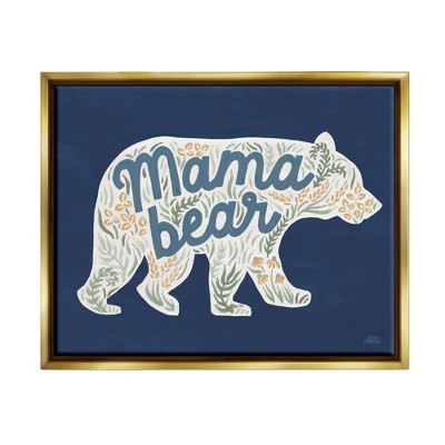 Stupell Industries Blue Mama Bear Botanicals Framed Floater Canvas Wall Art