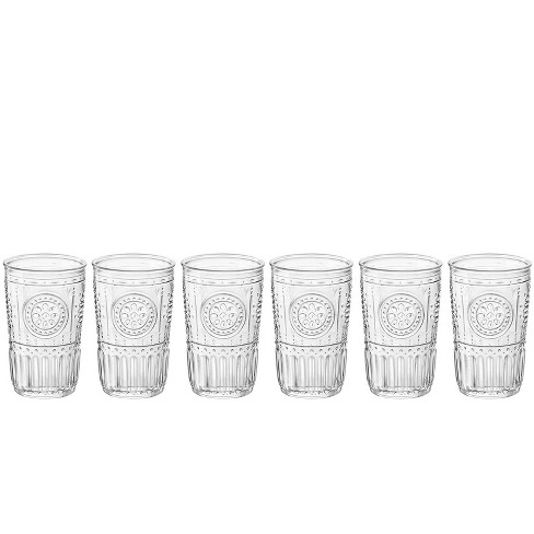 Bormioli Rocco Glass Coffee Mug Set (6 Pack) Medium 10 Ounce with Convenient Handle Tea Glasses for Hot/Cold Beverages Thermal Shock Resistant Tempere