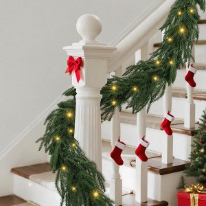 MOEPISY Pine Garlands, 9ft Pre-Lit Christmas Garland - 1 of 4