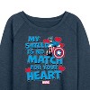 Women's - Marvel - Captain America My Shield Valentine Lightweight French Terry Wide Neck Long Sleeve Shirt - 2 of 4