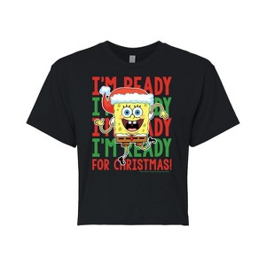 Women's - SpongeBob SquarePants - I'm Ready For Christmas Cropped Graphic T-Shirt - 1 of 4
