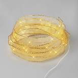 30ct LED Gold Ribbon Dewdrop Christmas String Lights Garland Warm White Gold Wire - Wondershop™