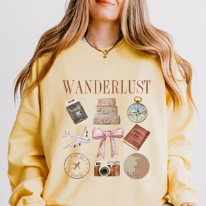 Simply Sage Market Wanderlust Travel Collage Lightweight Garment Dyed Sweatshirt - 1 of 4