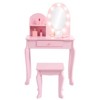 Girls' Vanity Set with Light and Mirror, Makeup Table and Stool for Kids Ages 4-9, Wood Dressup Playset for Birthday Gift - 3 of 4