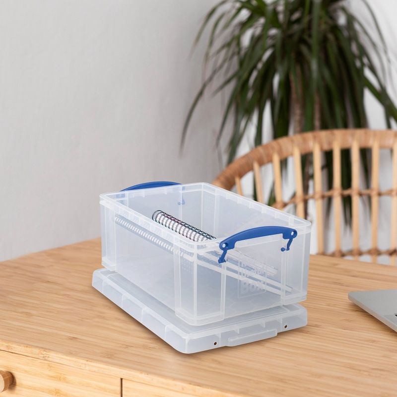 Really Useful Box 9 Liters Transparent Storage Container with Snap Lid and Clip Lock Handle for Lidded Home and Item Storage Bin, 4 Pack, 4 of 7