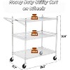 3-Tier Utility Rolling Cart with Wheels – Heavy Duty Commercial Grade Metal Serving Cart, 1500 LBS Capacity Tool Storage Cart with Handle Bar - 3 of 4