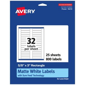 Avery Matte White Rectangle Labels, 5/8" x 3" - 1 of 4