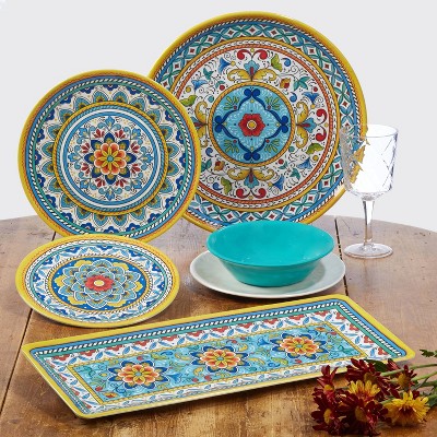 Portofino 9" Multicolor Melamine Salad Plates Set of 6