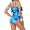 Green Tankini Swimsuit for Women High Waisted Bathing Suit Ruched Bikini Bottom Tummy Control Swimsuit - 3 of 4