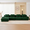153" Corduroy L-Shaped Modular Sectional Sofa with Movable Ottoman, Pearl-Like Piping, and Tufted Design - 3 of 4