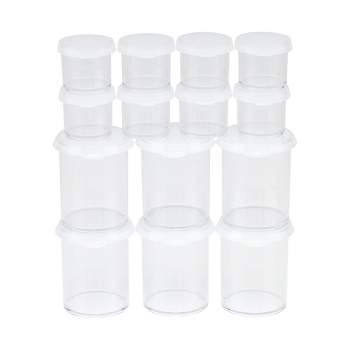 Creative Mark Assorted Pack of 14 Storage Cups - 8 Small 10 ml & 6 Large 45 ml Durable Clear Plastic Paint Containers with Lids for Artists, Students,