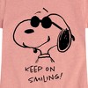Girls' - Peanuts - Cool Joe Keep On Smiling Fitted Short Sleeve Graphic T-Shirt - 2 of 4