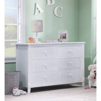 Berkley Classic White Double Dresser with Spacious Dovetail Drawers for Nursery