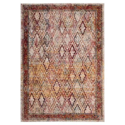 Cream/Rose Geometric Design Loomed Accent Rug 4'x6' - Safavieh