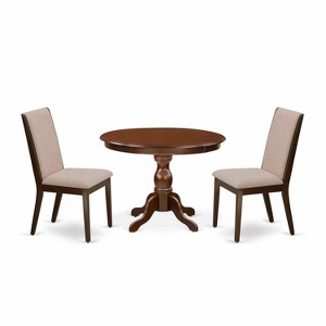 3-Piece Mahogany Finish Solid Wood Top - Dining Room Set with High Back - Seats 4 - 1 of 4