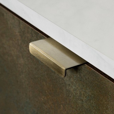 Natural Walnut and Oxide Brown Adjustable Shelf Cabinet