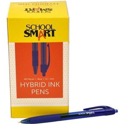 School Smart Retractable Hybrid Gel Pens, Blue, pk of 48