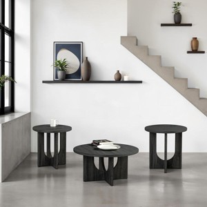 36" Modern Round Wood Coffee Table Set of 3 with Crisscross Base, Decorative Accent for Living Room -3irtyhousy - 1 of 4