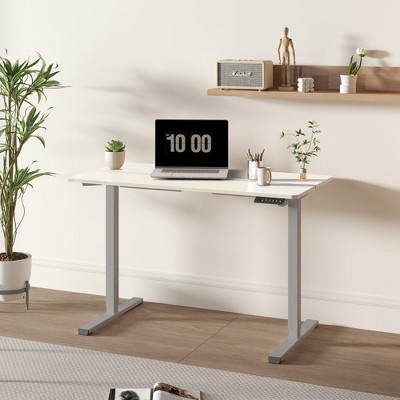 NicBex 55.12 Inch Electric Standing Desk,Adjustable Height Home Office Desk with Two-Piece Tabletop for Bedroom,Living Study Room,White