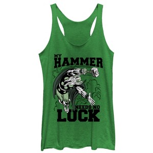 Women's Marvel St. Patrick's Day Thor Lucky Hammer Racerback Tank Top - 1 of 3