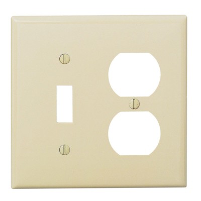 Leviton Ivory 2 gang Nylon Duplex/Toggle Wall Plate 1 pk (Model No. 001-80705-00I)